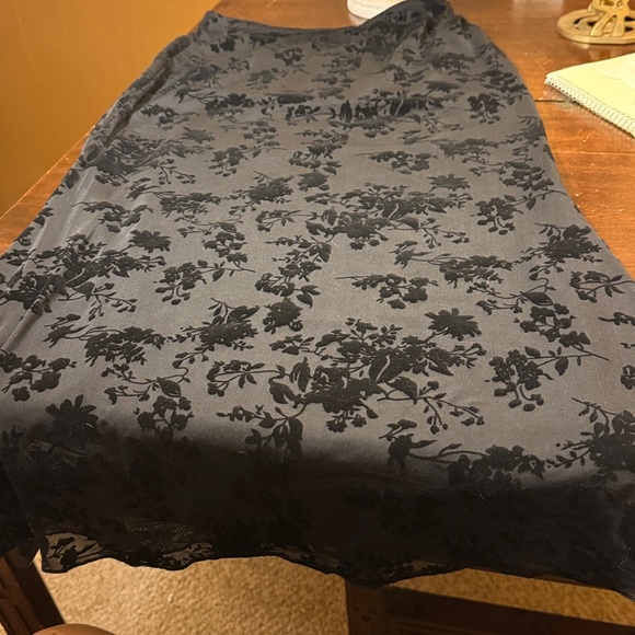 Milumia Dark Romantic NWOT Low Waist Whimsy Goth Maxi Black Floral Velvet - Picture 4 of 11